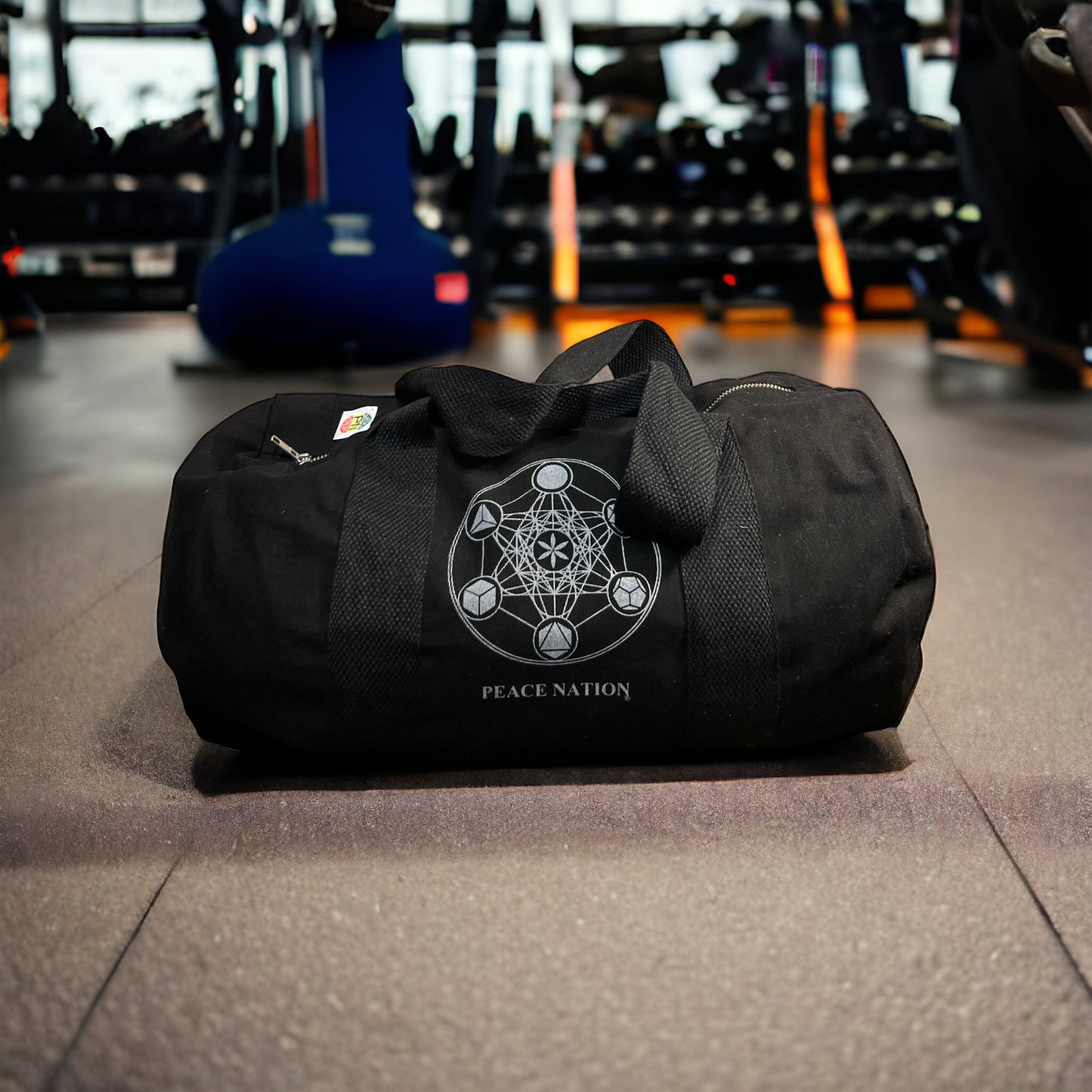 Peace Nation Certified Organic Cotton Black Duffle Bag