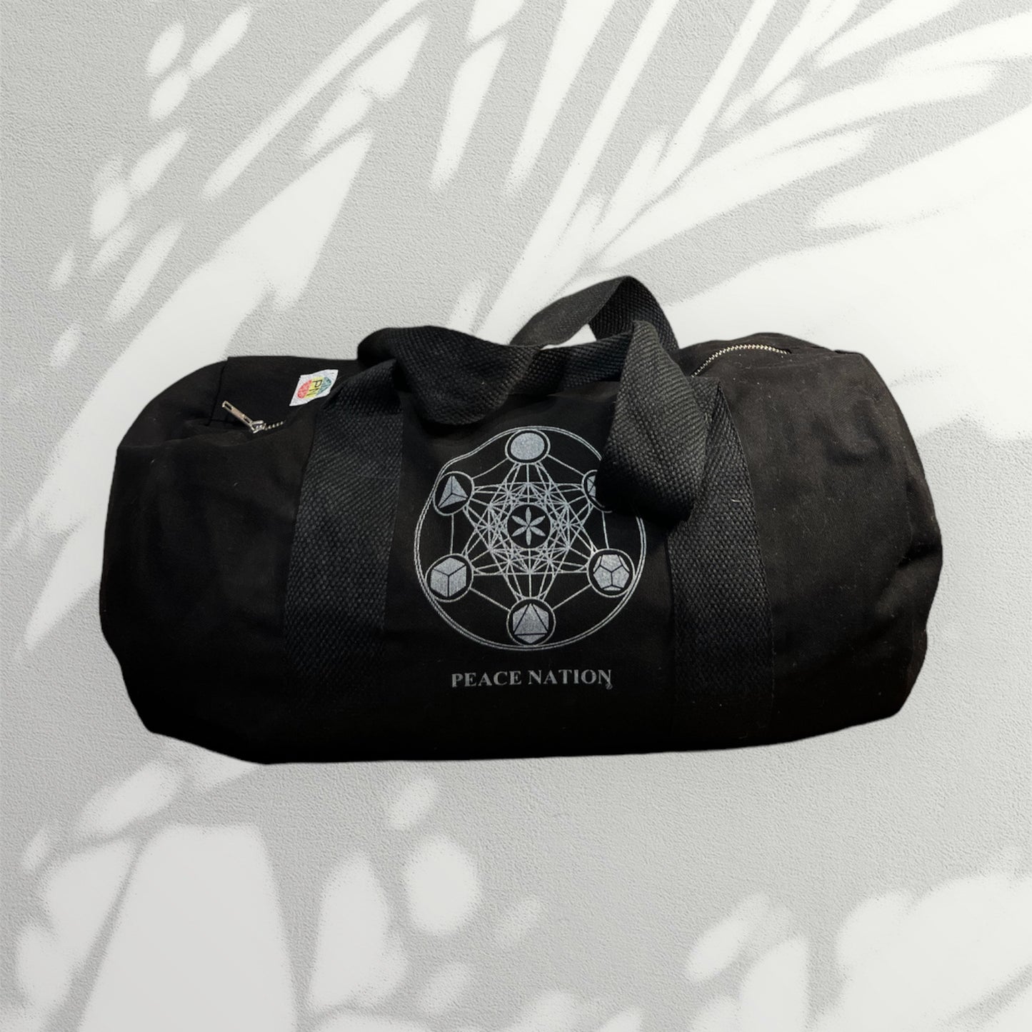Peace Nation Certified Organic Cotton Black Duffle Bag